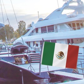 Mexico Small Flag,12×18 Inch Two Layer Fabric Small Banner,1×1.5 FT Mexican Nautical Decor,Mini Digital Printed 150D Polyester Banner With Brass Grommet