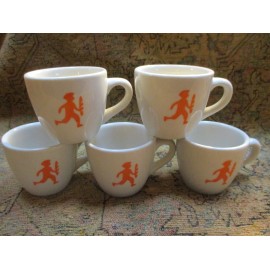 Set of 6 ~3 1/2 oz demitasse Espresso cups w/custom French Baguette decal ~new