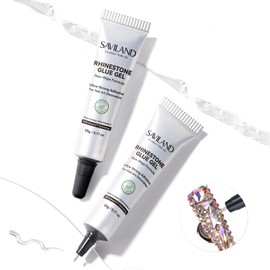 SAVILAND Pro Rhinestone Nail Glue Gel Strong-Bond: 2 Pcs Non-wipe Nail Rhinestones Glue Gel with Precision Tip Powerful Grip Nail Charms Nail Repair, Hard Gel for Nails Thickening