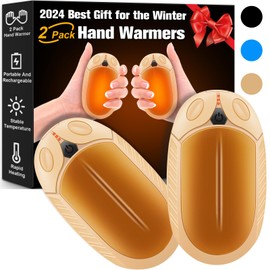 2 Pack Hand Warmers Rechargeable,Portable Electric Hand Warmers Reusable, 2 in 1 Hand Warmer Great Warm Gift for Christmas Outdoors/Indoor/Hunting/Golf/Camping/Football for Men Women Khaki