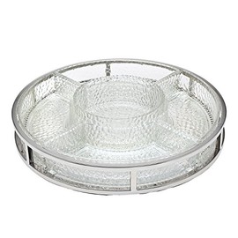 Shannon Crystal Galleria Glass and Metal Serving Set