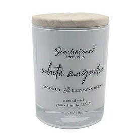 Natural Coconut + Beeswax Scented Candle White Magnolia in Glossy White Jar, 11 Oz.
