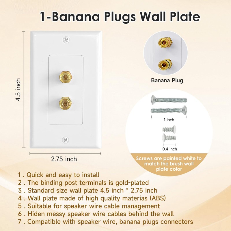 2 Pack 1.0 Speaker Wall Plates with Low Voltage Mounting