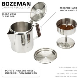 COLETTI Bozeman Percolator Coffee Pot — Coffee Percolator, Camping Coffee Pot – America’s Favorite Percolator – NO Aluminum or Plastic [6 cup]