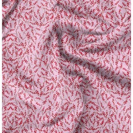 Soimoi Pink Rayon Fabric Red Berries Fruits Print Fabric BTY 42 Inch Wide