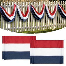 2 Pack American Bunting Flags 2x20 Ft Red,White & Blue Stripe Flags Outside Banners Decorations Outdoor Home Garden Porch USA Patriotic Flag for Garage,Competition,Anniversaries Decoration.