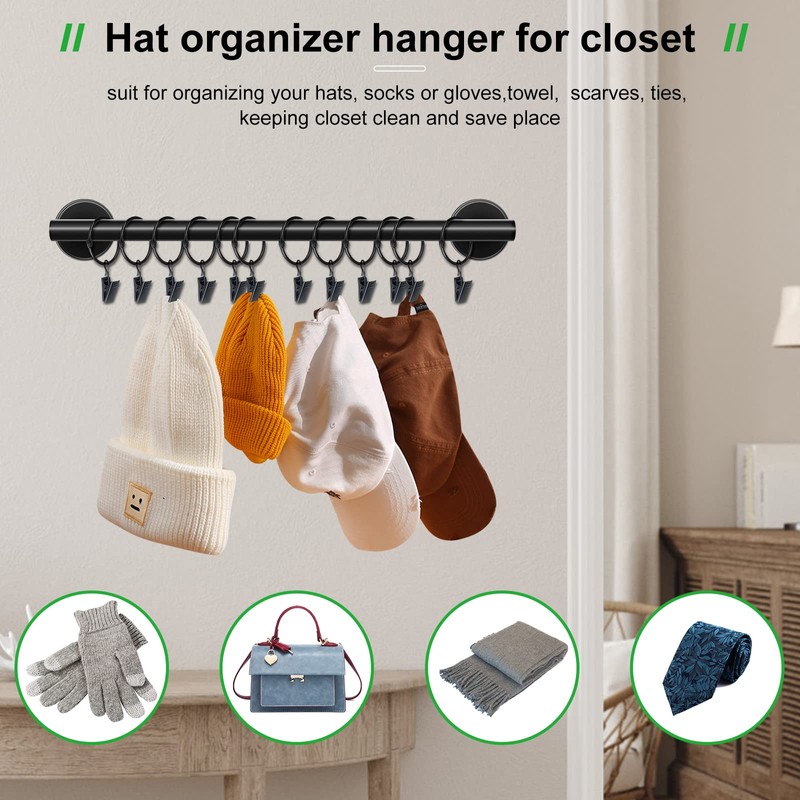 Lunies Hat Rack for Wall with 24 Hooks, Hat Organizer