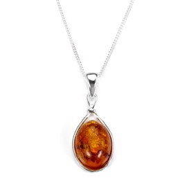 Sayers London Sterling Silver & Baltic Amber Oval Pendant/Pendants