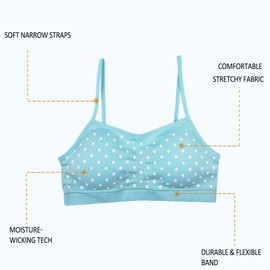 POWER FLOWER Girls Back to School Seamless Training Bra with Removable Pads Multicoloured Girls Sports Bra Strappy Top for 8-14 Years (3361, 8-10 Years)