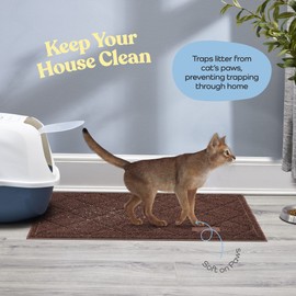 Durable Thick Cat Litter Mat - Modern Cat Mat With Non-Slip Bottom Stays In Place - Super Soft On Kitty Paws - Easy To Clean Litter Box Mat - Waterproof Cat Litter Trapping Mat Protect Floors.