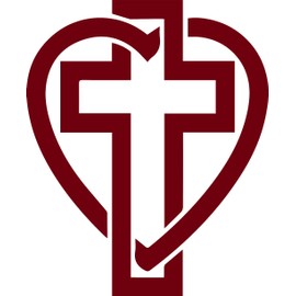 ANGDEST Cross and Heart (Burgundy) (Set of 2) Premium Waterproof Vinyl Decal Stickers for Laptop Phone Accessory Helmet Car Window Bumper Mug Tuber Cup Door Wall Decoration