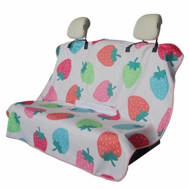 LoyaGour Back Seat Cover for Car Trucks Van SUV Jeep,Waterproof Rear Bench Towel Seat Covers for Dogs and Kids,Automotive Backseat Protector (Strawberry)
