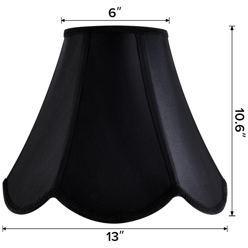 GO&SO Black Bell Lamp Shades (Petal Edge Braid) Scalloped Lamp