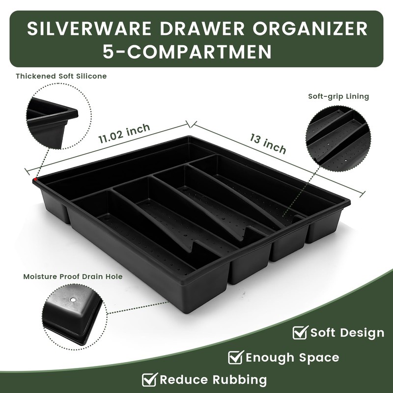 24-Piece Silverware Set with Organizer, Stainless Steel Flatware for 6,