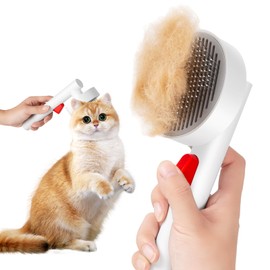 Gluckelk Cat Brush for Shedding with One-Click Button, Pet Comb for Indoor Cats, Suitable for Long or Short Haired Cats, Small and Medium Dogs, Grooming for Puppy Kitten Massage Removes Loose Fur