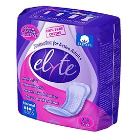 Elyte Cotton Hypoallergenic Bladder Control Pads, Normal, Case/144 (6/24s)