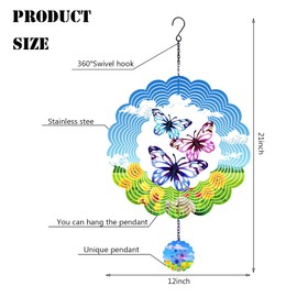 Weibefee Butterflies Wind Spinners,Outdoor Garden Decor，Wind Chimes for Outside, Wind Spinners Outdoor Colorful Butterflies Hanging Decor,Ornaments Kinetic Yard Art, Unique Gifts for Women.