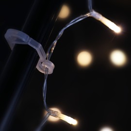 com-four® 200x Dachrinnenhaken für Lichterketten - Regenrinnen-Haken aus Kunststoff - Befestigung für Weihnachtsaußenbeleuchtung - Lichterkettenhalterung für innen & außen (transparent 5cm)