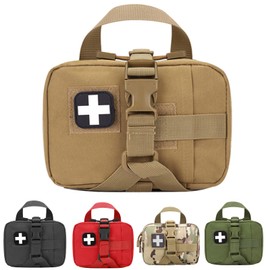 Molle Ifak - Bolsa médica Rip Away, Molle, bolsas tácticas de primeros auxilios vacías, cinturón de coyote con bolsa vacía para senderismo y camping (TAN)