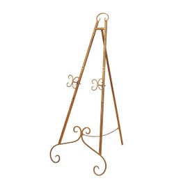 Deco 79 Metal Scroll Large Free Standing Adjustable Display Stand Easel with Chain Support, 22" x 21" x 46", Gold