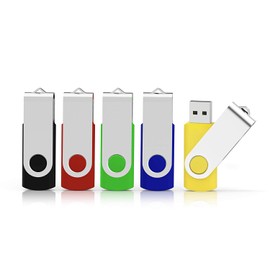 Aiibe 8GB 5pack USB Flash Drive 2.0 USB Stick Memory Stick Pack Thumb Drives 8gb USB Drive Bulk Jump Drive with a Metal Swivel Cover (8GB, 5 Pack, 5 Mixed Colors)