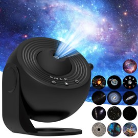 Milgeol Star Projector Night Light & Galaxy Star Projector with 13 Planet Discs 180° Rotation Sensory Lights for Kids Adults Bedroom Party Decoration Adjustable Focus