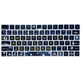 Keyboard Cover Skin for Apple Wireless iMac Magic Keyboard MLA22LL/ A (Model: A1644), Silicone Skin Protector with Pattern & Big Letter Design, US Layout, Space Man