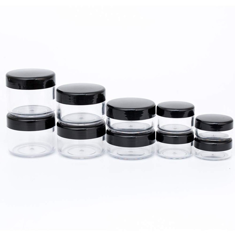 ZEJIA 10pcs Small Travel Containers, Black Sample Containers with Screw