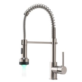 Contemporary Single-Handle Kitchen Faucet Modern Commercial Home Water Tap Ceramic Cartridge Brass Material Single-HoleColor: 189-33N-LED, Surface Finishing: Other