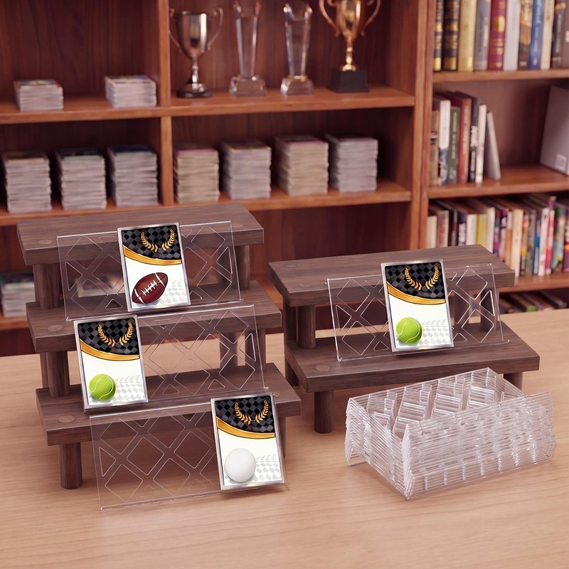 Yalikop 24 Pcs Trading Card Risers for Case Transparent Acrylic