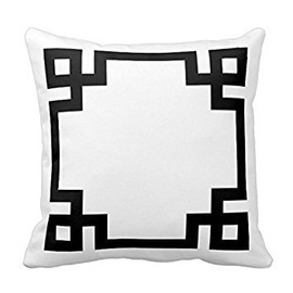 Decors Black And White Greek Key Border Throw Pillow Case Cushion Cover Home Sofa Decorative 18 X 18 Pillows