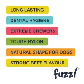 Fuzzl Ultra Tough Nylon Dog Chew Toy - Wishbone and Bone Beef Flavour - Tough Dog Toys for Extreme Chewers Dog Bone Long Lasting Dog Chew Toys for Aggressive Chewers Strong Dog Toy Durable Puppy Toys