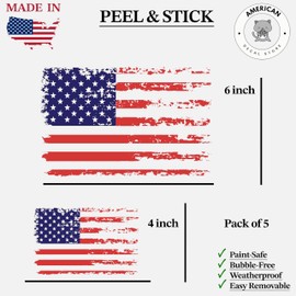 Distressed American Flag Decal Sticker Pack of 5 – Patriotic USA Vinyl Stickers for Car, Truck, SUV, Laptop, Window, Tumbler, Toolbox, Bumper – Weatherproof Indoor Outdoor USA Flag Rugged Stickers