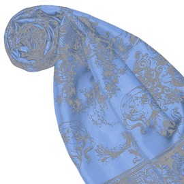 Lorenzo Cana Silk Scarf Elaborately Printed Cloth 100% Silk 90 cm x 90 cm Harmonious Blue Colours Women's Scarf 89171, blue