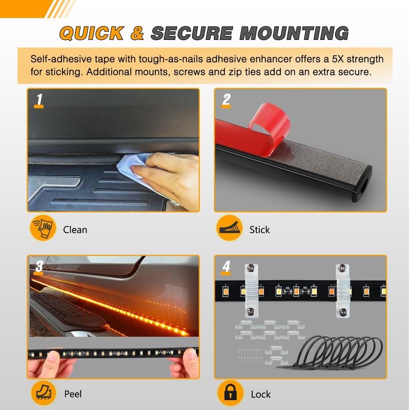 GOOACC Truck LED Running Board Lights 2PCS 70 Inch DRL