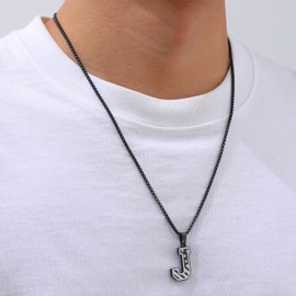 American Flag Initial Necklace for Men 𝑩𝒐𝒚𝒔, A-Z Letter Pendant Adjustable Stainless Steel Mens Necklace, Patriotism Military Pendant Initials Chain Jewelry Christmas Gift for Mens