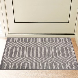 REFETONE Indoor Doormat, Front Back Door Rug Durable Rubber Backing Non Slip Door Mat Super Absorbent Resist Dirt Entrance Rug Inside Floor Mats Machine Washable Low-Profile - 24" x 36", Grey