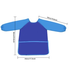 Fangehong 4 Pack Kids Aprons for Painting, Kids Art Aprons, Children Craft Apron with Pockets & Long Sleeve, Waterproof Toddler Painting Smocks for Age 3-7 Years Boys & Girls Cooking Baking (Small)