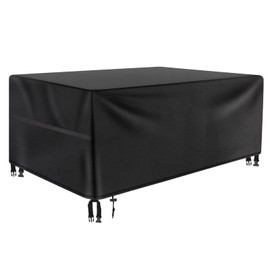 Teynewer Garden Furniture Cover 180x120x74cm, Waterproof Patio Cover, Windproof, Anti-UV, Heavy Duty Oxford Fabric Rattan Table Cover, Rectangular Black