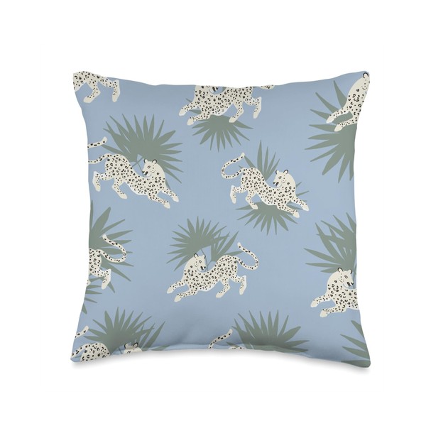 Artsy Leopard Cheetah with Palm Leaf Trendy Boho Pattern Throw
