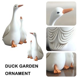 ZEshops Lifelike Mother Duck and Ducklings Resin Statue for Patio Yard Decoration - Durable and Hand-Drawn Sculpture (Small & Large Bundle Set)