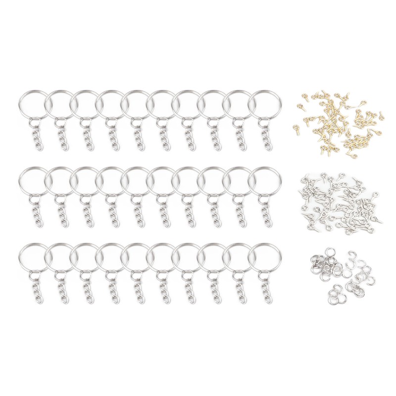 200pcs Acrylic Key Ring Kit 30 Acrylic Blank 30 Key