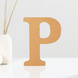 AOCEAN 4 Inch Designable Wood Letters Unfinished Wood Letters for Wall Decor Decorative Standing Letters Slices Sign Board Decoration for Craft Home Party Projects (P)