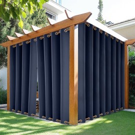 HDCAXKJ Waterproof Outdoor Curtains for Patio with Zipper Top & Bottom Grommet Thermal Privacy Drapes 2 Panels Gazebo Outside Blackout Curtains for Porch Pergola Backyard, 54" W x 84" L, Navy