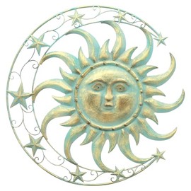 FRANK FLECHTWAREN Wall Decoration Sun, Moon and Stars, Metal, Dimensions: Diameter 46 cm