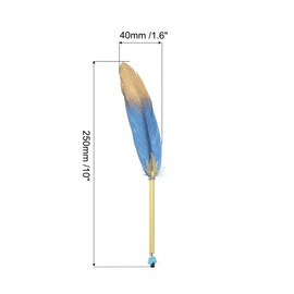 PATIKIL Feather Ballpoint Pen, 0.5mm Fluffy Vintage Ink Quill Pen Refined Plated Rod Quill Pen for Office Supplies Calligraphy Writing Signature Guest Wedding Gift, Dark Blue