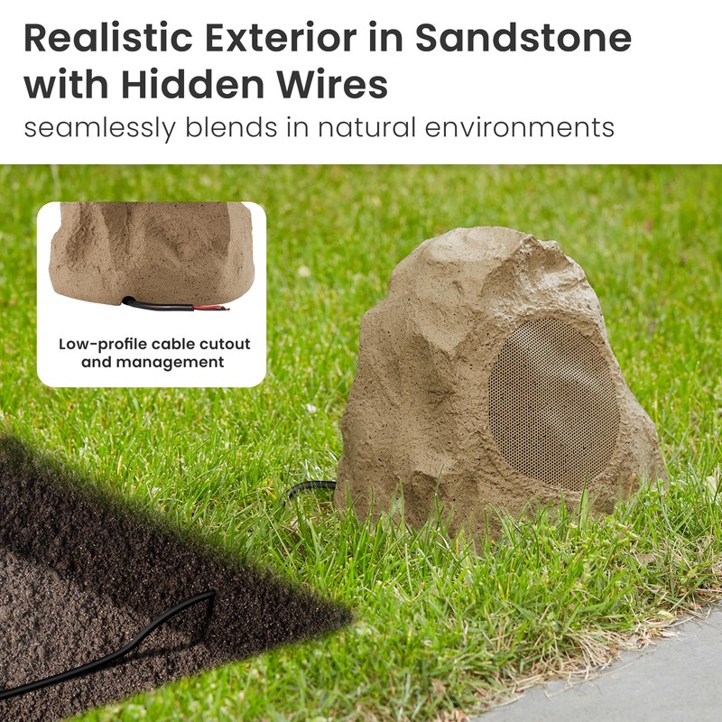 Theater Solutions 2R4S Outdoor Sandstone Rock 2 Speaker Set for