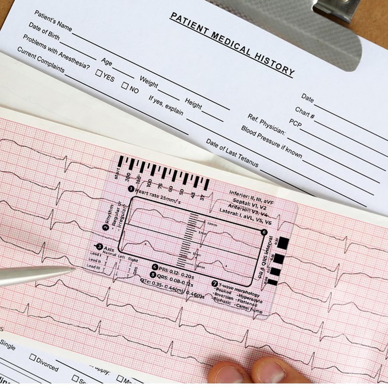 Transparent ECG ruler Transparently EKG Pocket Card Measuring Tool Pocket