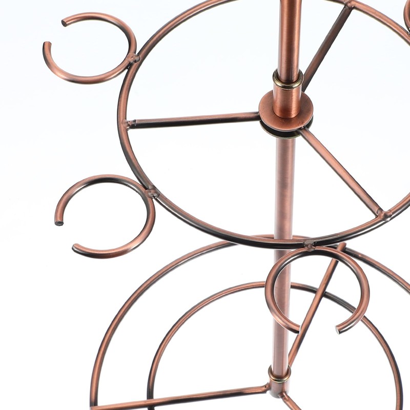 wutfuooo Black Metal Countertop Wine Glass Holder with Scrollwork Design,