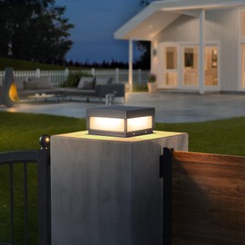 PAKEDANDUN Outdoor Post Light,7.87" Modern Column Pillar Lamp Outside LED Fence Deck Cap Lights IP65 Waterproof 3000K Warm Lighting Lantern for Driveway Patio Garden Decoration,High Voltage Wired